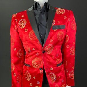 Red and Black Silk Upscale Men's Blazer
